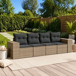 Garden Sofa Set 4 Piece Outdoor Furniture Patio Lounge Grey Poly Rattan Modular