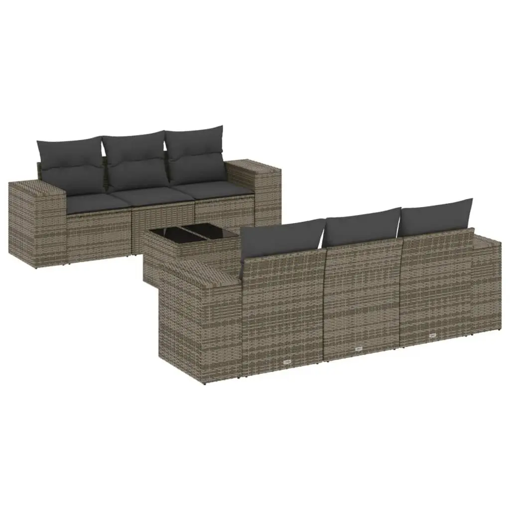 Garden Sofa Set 7 Piece Outdoor Furniture Grey Poly Rattan Patio Sectional