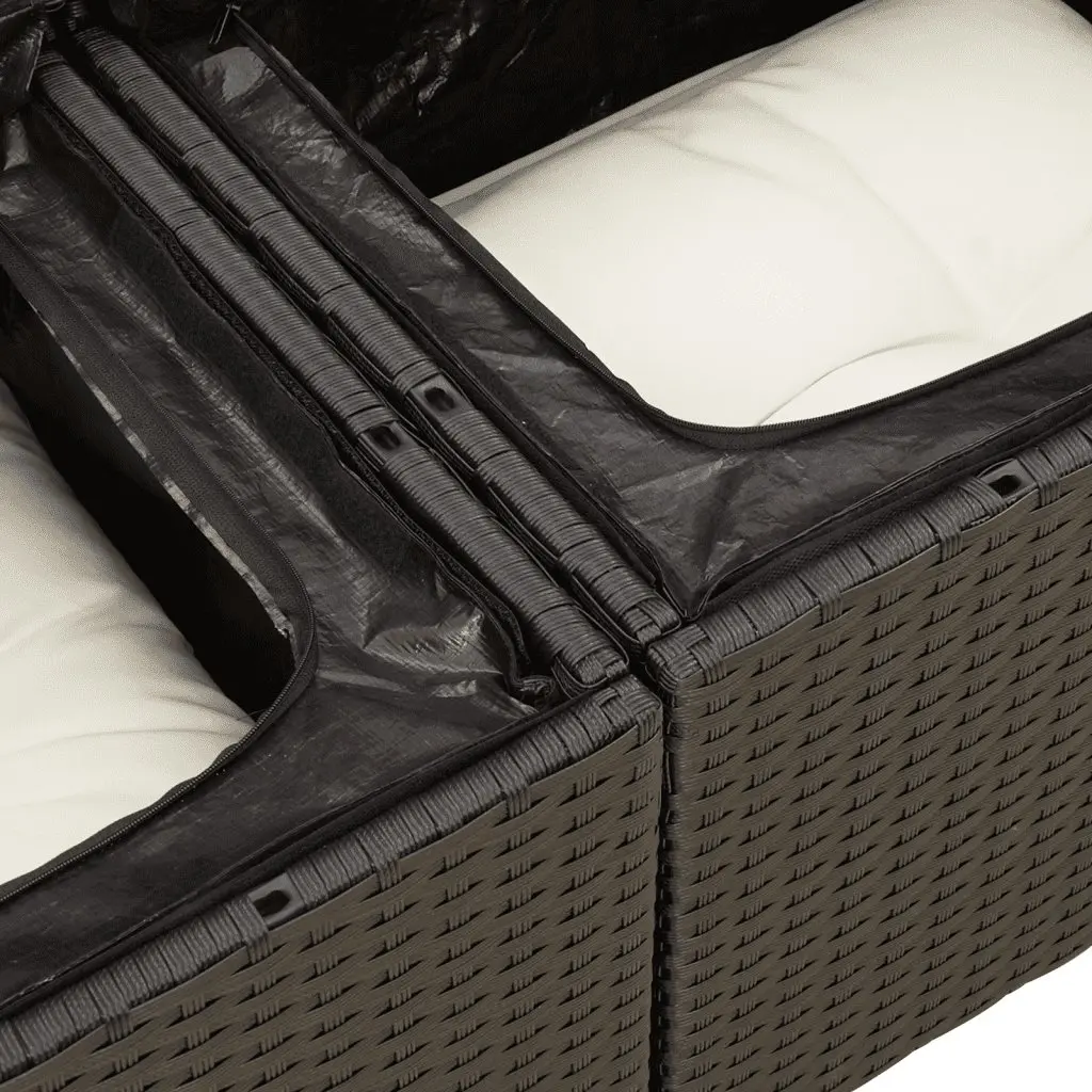 Garden Sofa Set 7 Piece Outdoor Furniture Black Poly Rattan Patio Lounge with
