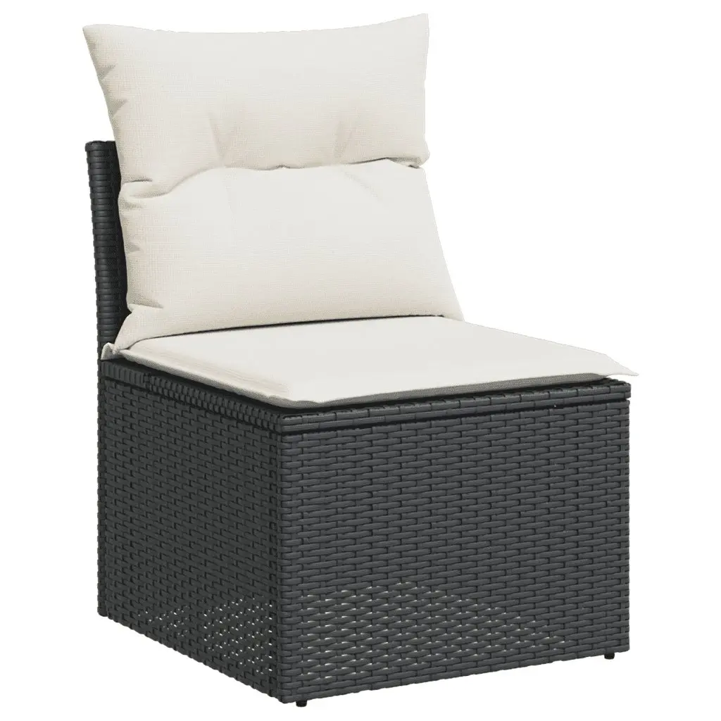 Garden Sofa Set 8 Piece Outdoor Furniture Black Poly Rattan with Cushions