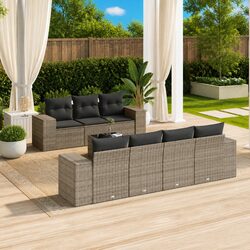 Garden Sofa Set 8 Piece Outdoor Furniture Patio Lounge with Cushions Grey Rattan