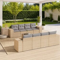 Friendly 9-Piece Beige Garden Sofa Set for Your Patio