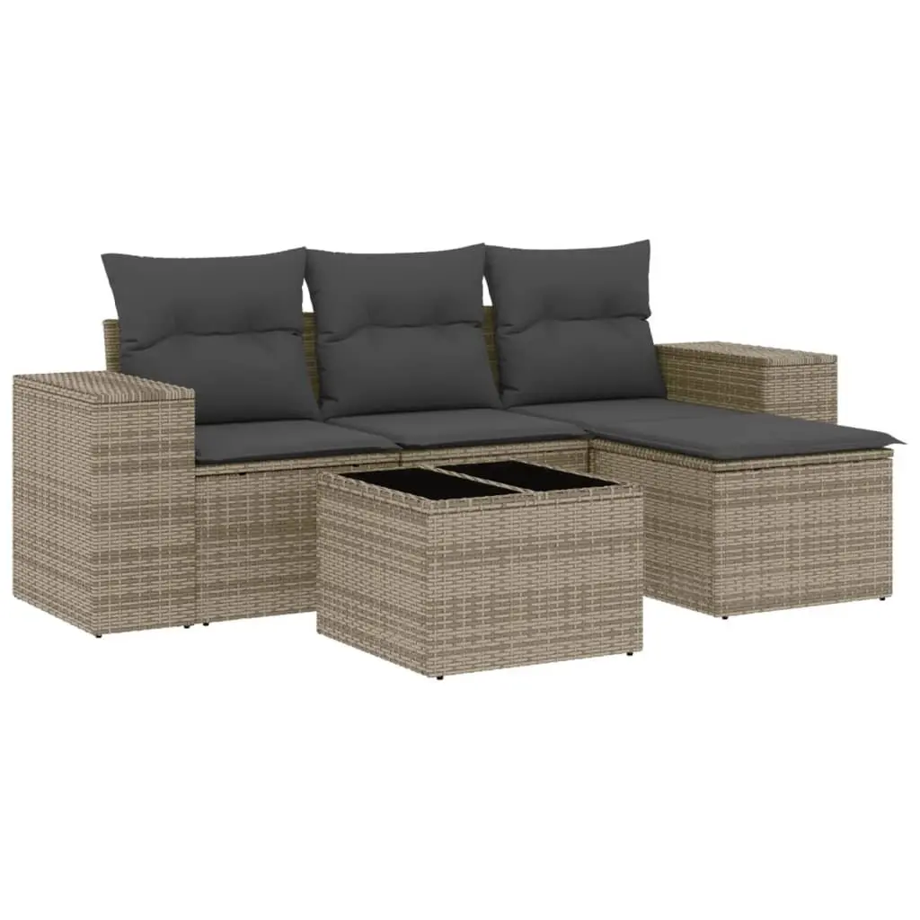 Garden Sofa Set Grey 5 Piece Outdoor Furniture Poly Rattan Patio Seating