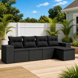 Charming Black Modular Sofa Set for Your Garden
