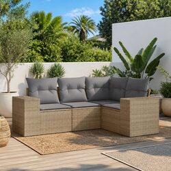 Garden Sofa Set 4 Piece Outdoor Furniture Beige Patio Lounge Seating Modular