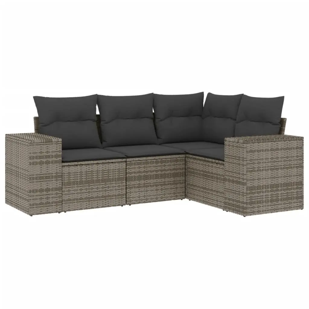 Garden Sofa Set 4 Piece Outdoor Furniture Patio Seating Grey Poly Rattan with