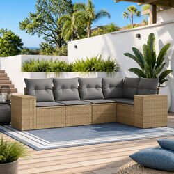 Beige 5 Piece Outdoor Sofa Set for Your Patio