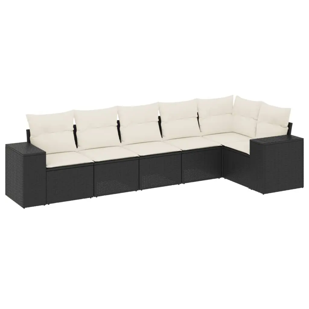Garden Sofa Set Modular Black PE Rattan 6 Piece Outdoor Furniture