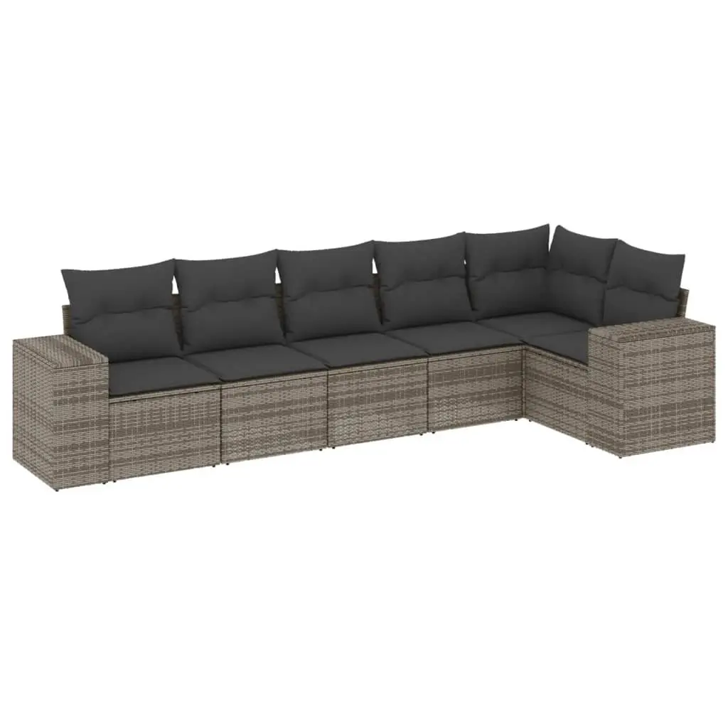 Garden Sofa Set Modular 6 Piece Outdoor Furniture Grey PE Rattan