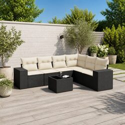Friendly 7-Piece Black Rattan Garden Sofa Set