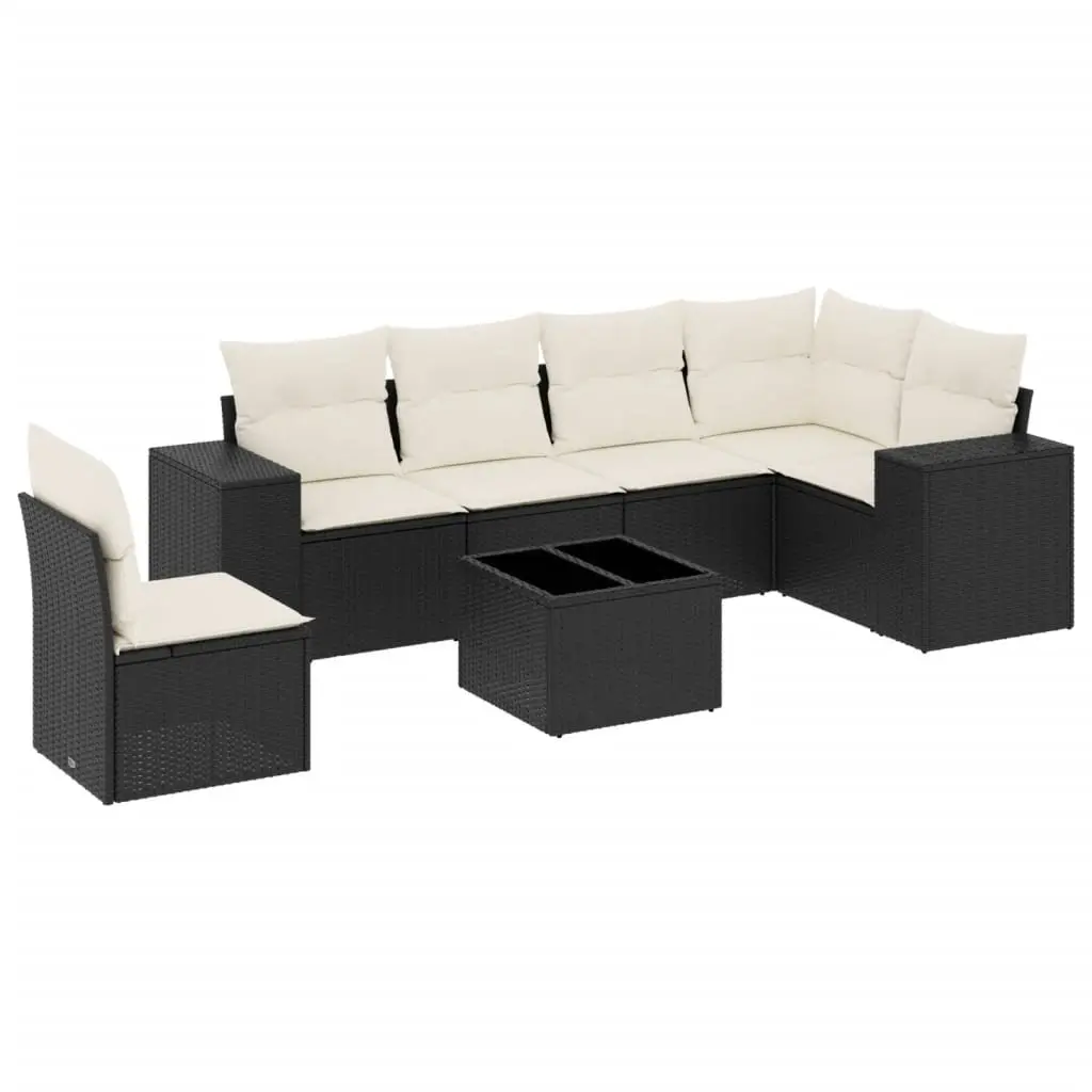 Garden Sofa Set 7 Piece Outdoor Furniture Poly Rattan Black