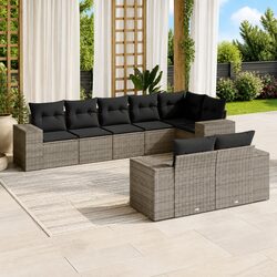 Enhance Your Outdoors with This 8 Piece Grey Sofa Set