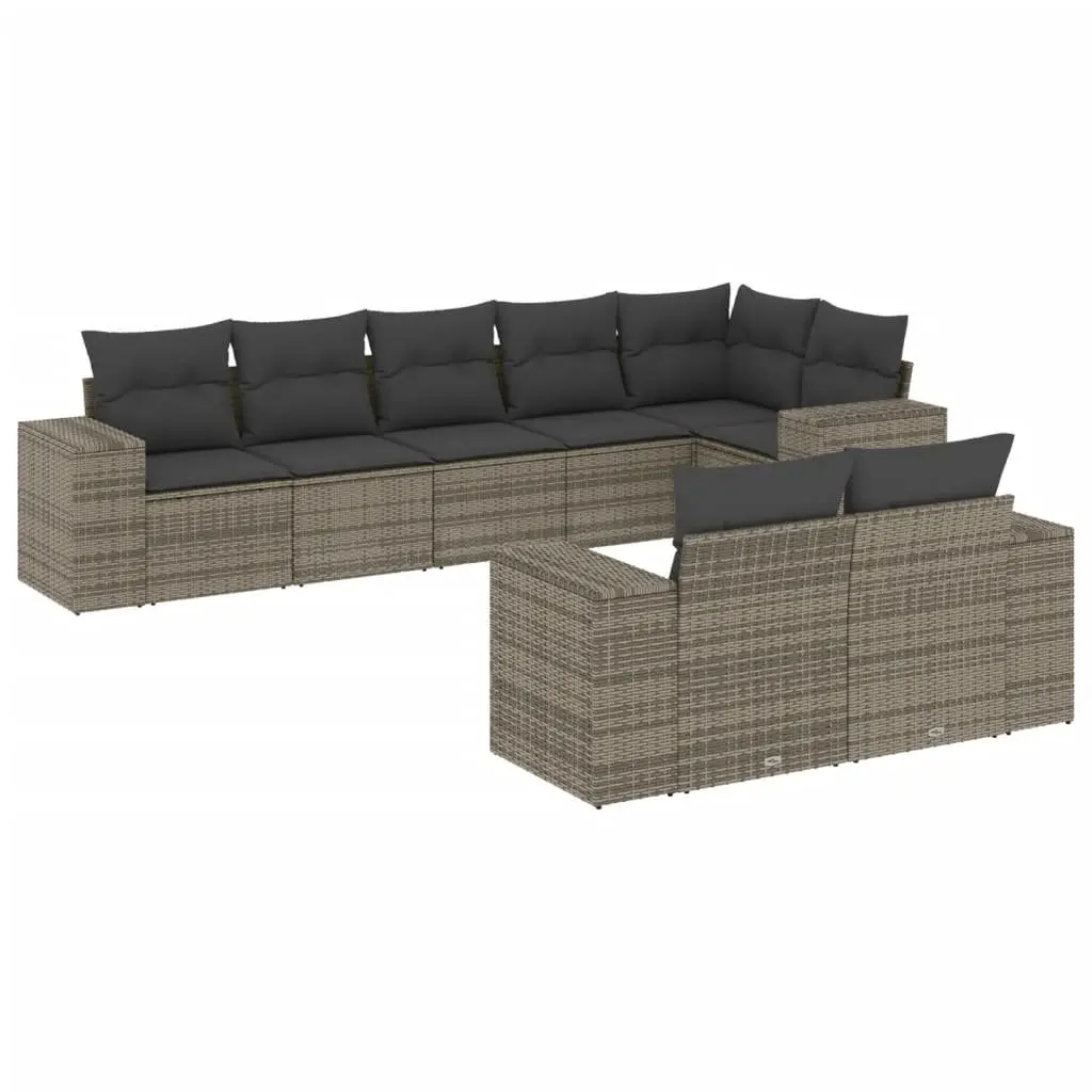Outdoor Furniture Sofa Set Grey Modular 8 Piece Garden Rattan