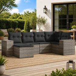 Friendly 6 Piece Grey Rattan Sofa Set for Your Patio