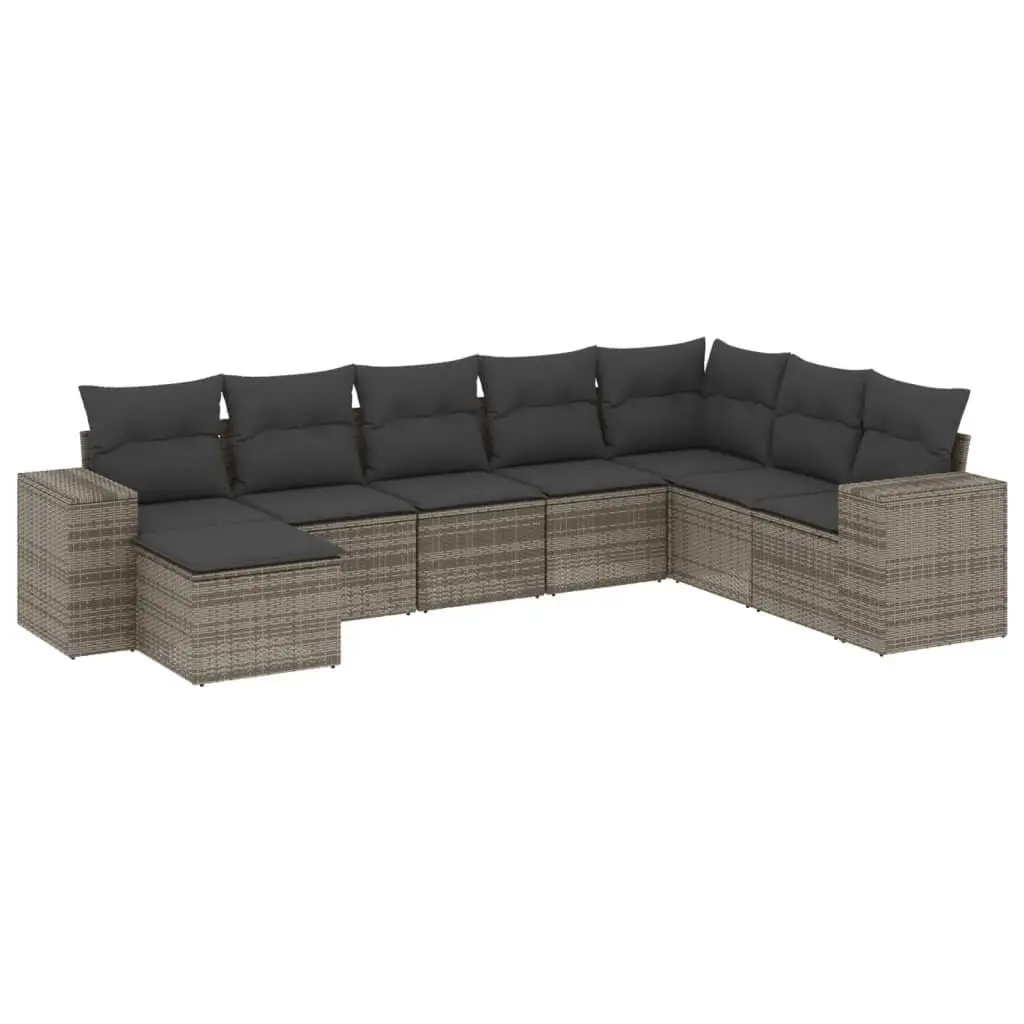 Garden Sofa Set Modular Grey PE Rattan 8 Piece Outdoor Furniture