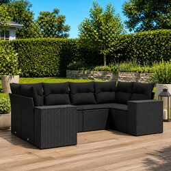 Friendly Black Outdoor Sofa Set with Cushions