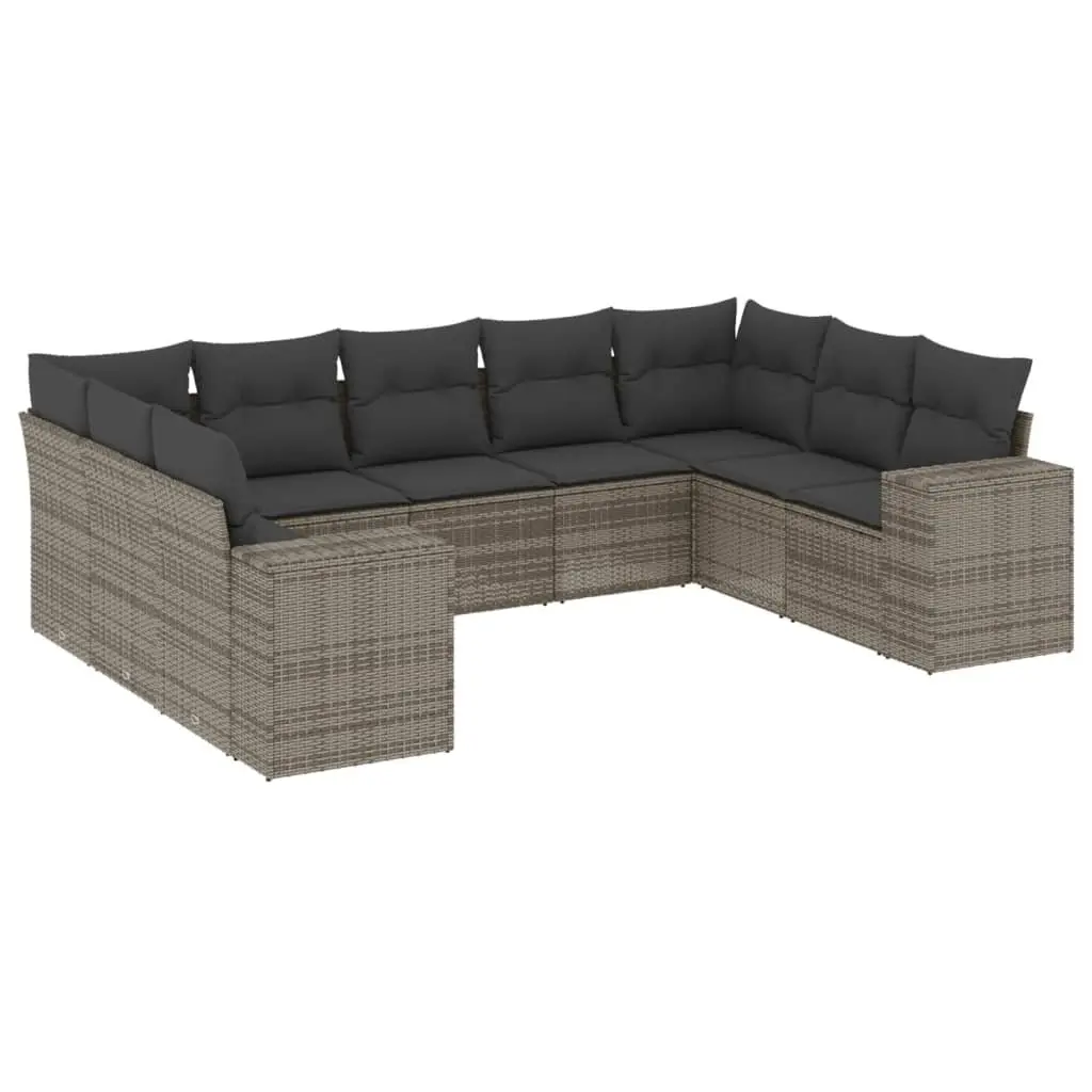 Garden Sofa Set 9 Piece Outdoor Furniture Patio Seating Grey Poly Rattan Modular