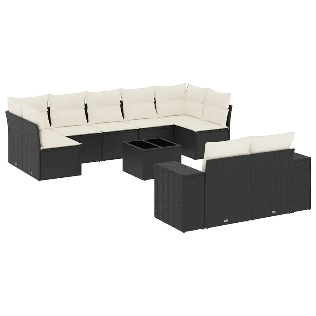 Modular Outdoor Furniture Black PE Rattan Garden Sofa Set 10 Piece