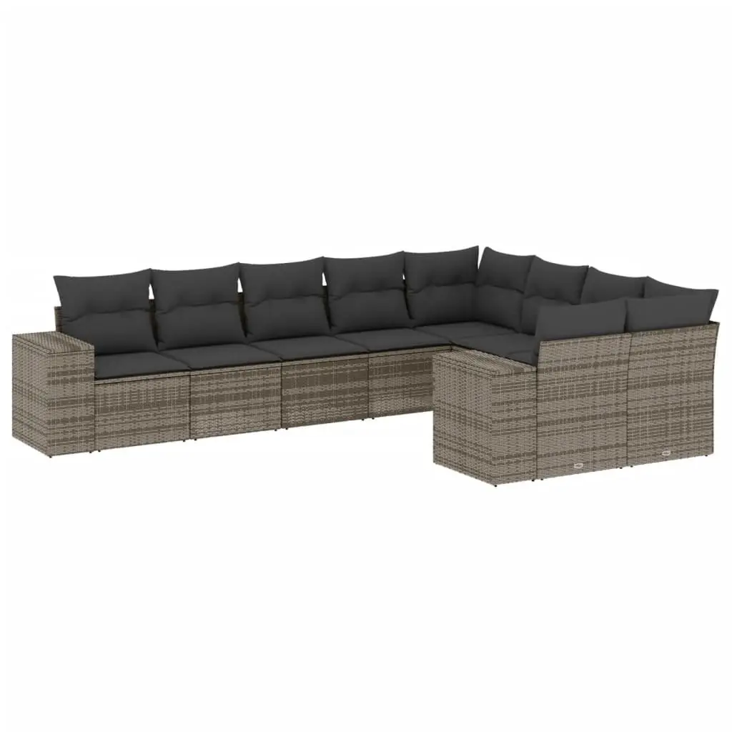 Garden Sofa Set 9 Piece Outdoor Patio Furniture Grey Poly Rattan Modular Seating