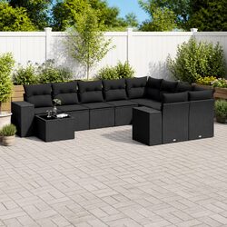 Your 10 Piece Outdoor Sofa Set Awaits - Black Poly Rattan
