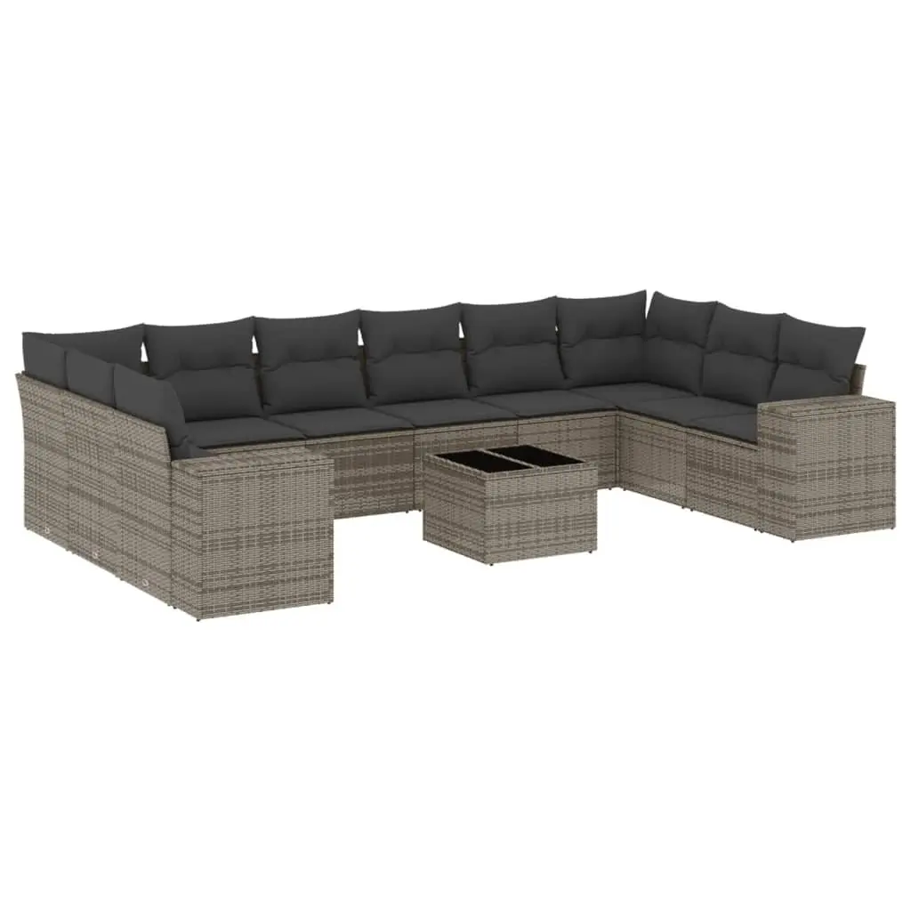 Garden Sofa Set 11 Piece Outdoor Furniture Grey Poly Rattan Patio Lounge with