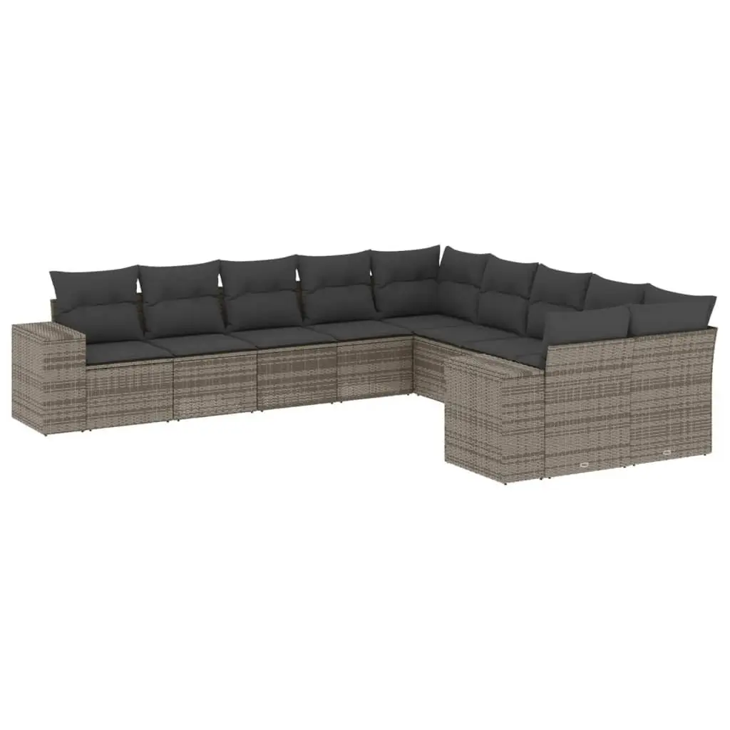 Garden Sofa Set 10 Piece Outdoor Furniture Patio Seating Grey Poly Rattan