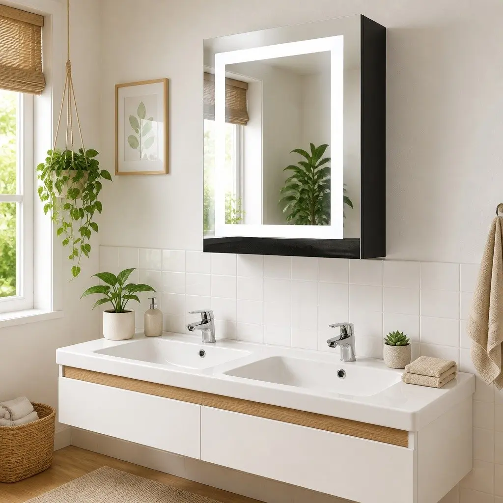 Vanity Cabinet with Integrated LED Light Anthracite 50x13x70cm