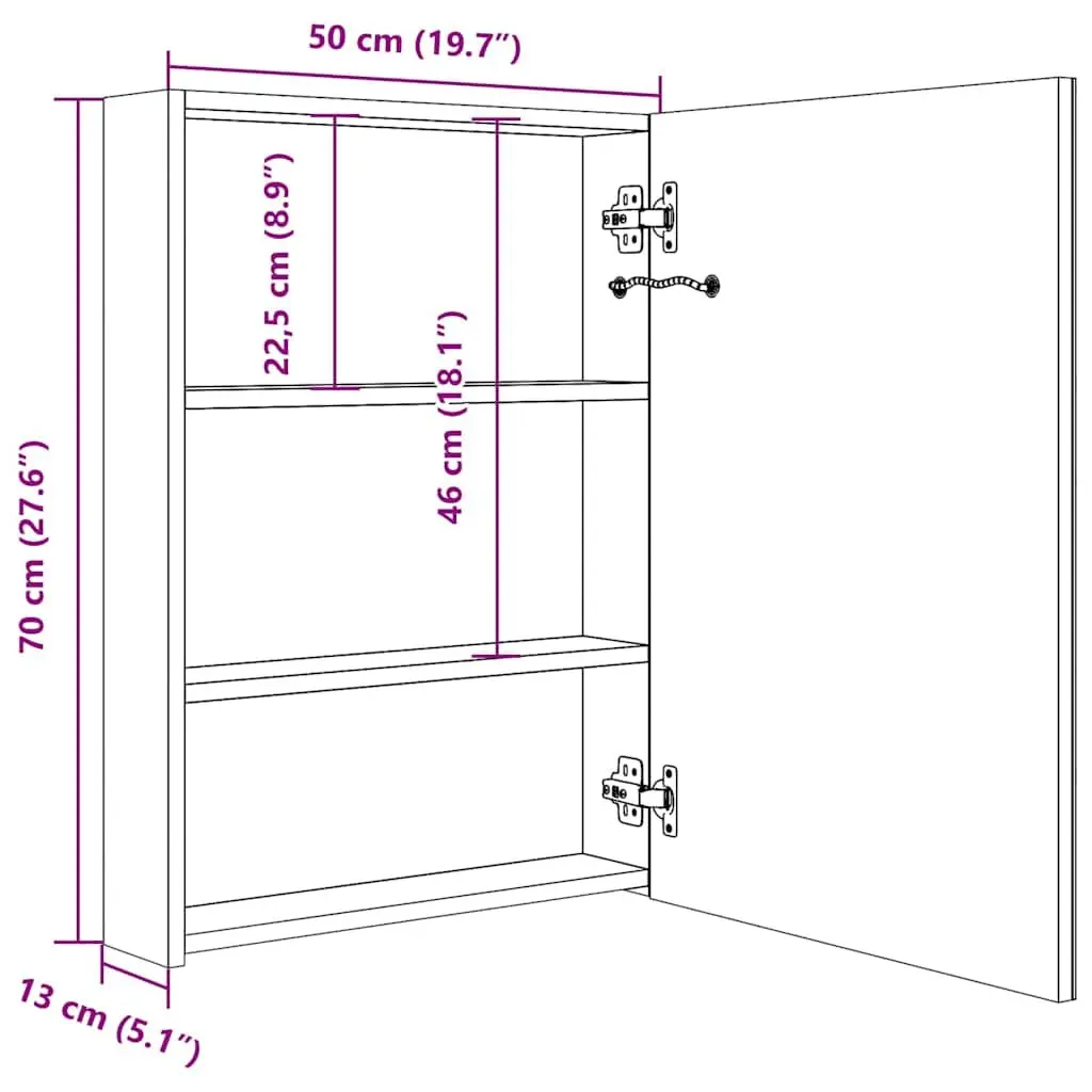 Vanity Cabinet with Integrated LED Light Anthracite 50x13x70cm