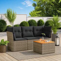 Friendly 4 Piece Garden Sofa Set with Cushions in Grey