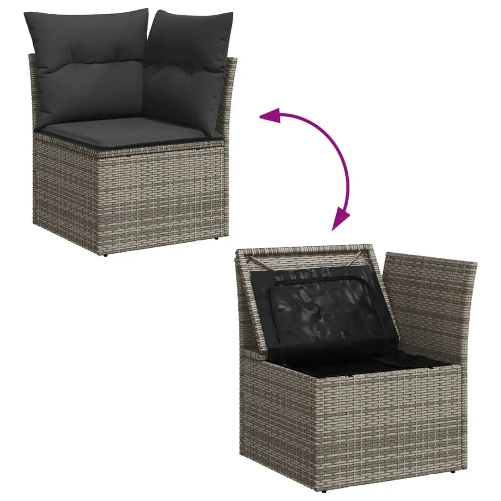 4 Piece Garden Sofa Set with Cushions Grey Poly Rattan Outdoor Patio Furniture