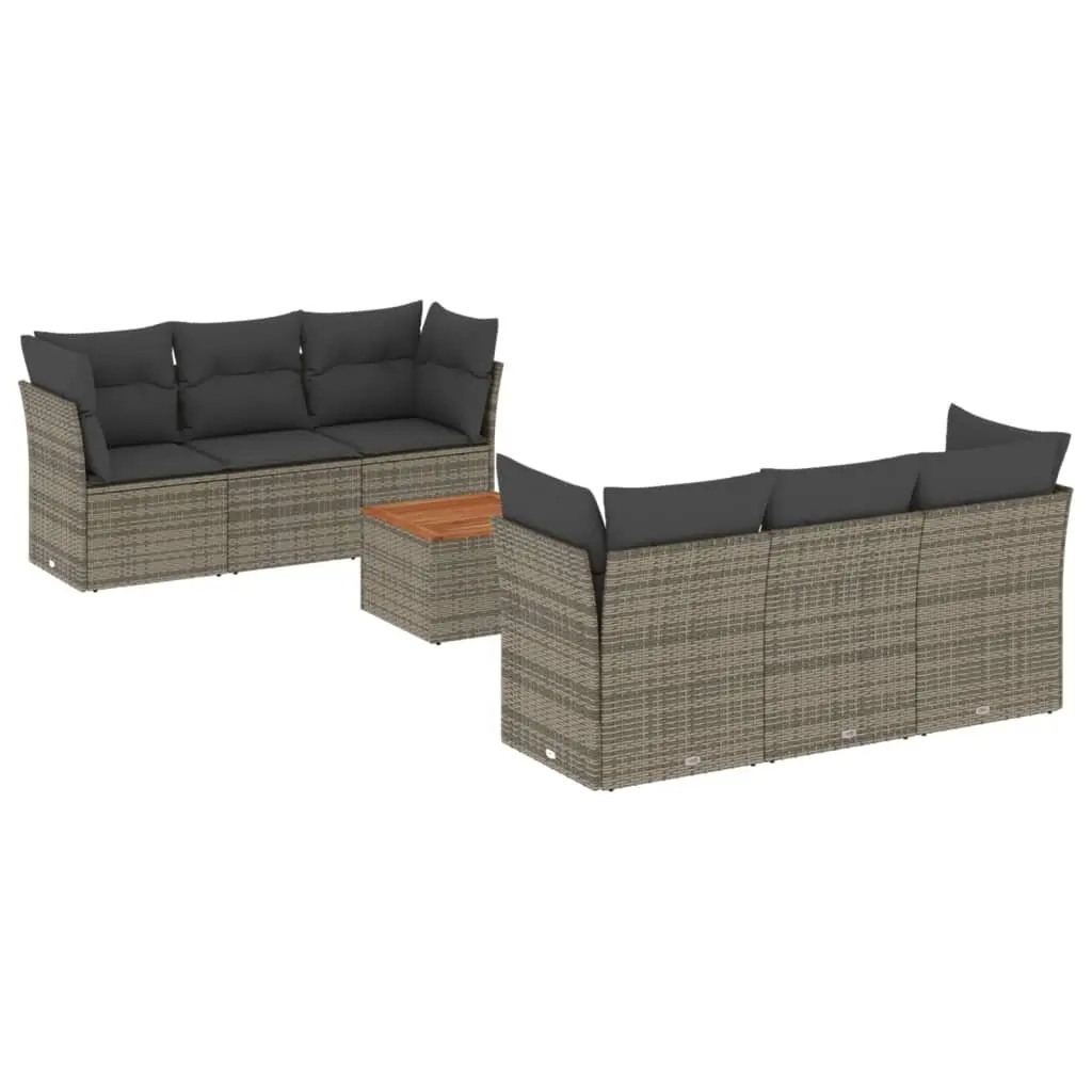 7 Piece Garden Sofa Set with Storage Cushions Grey Poly Rattan Outdoor Patio