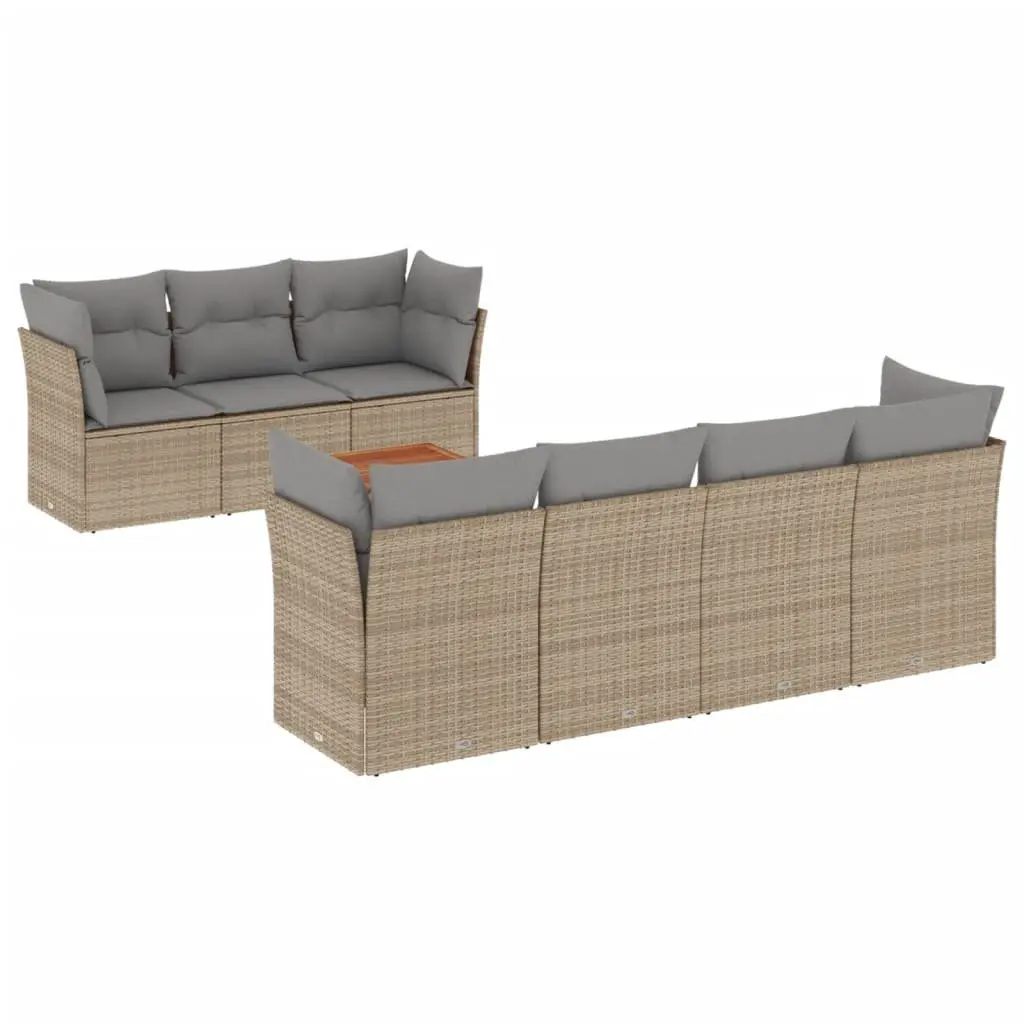 Garden Sofa Set 8 Piece Outdoor Furniture Patio Beige Poly Rattan Modular
