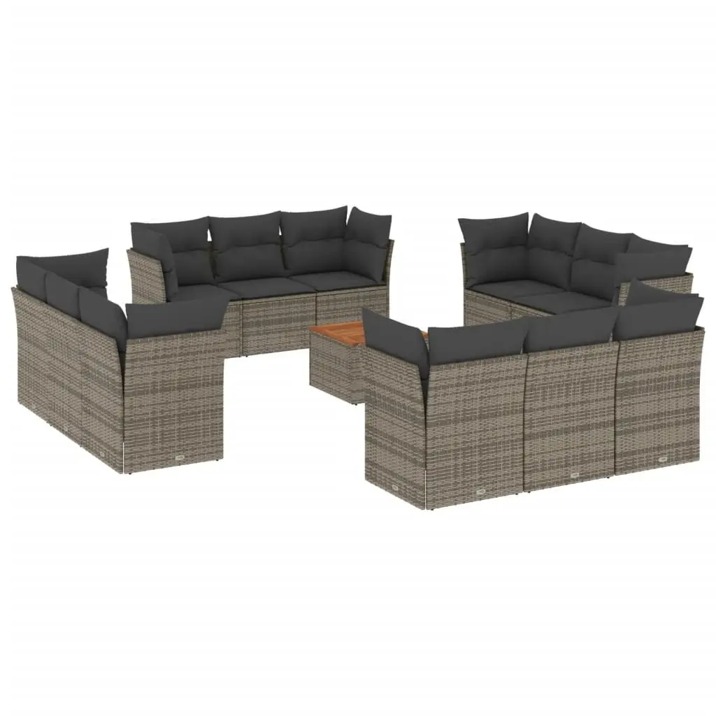 Garden Sofa Set Modular 13 Piece Grey Poly Rattan Outdoor Furniture