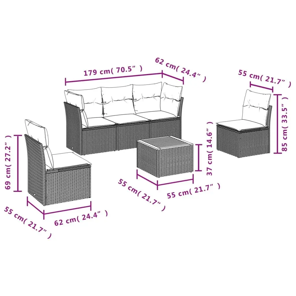 6 Piece Sofa Set