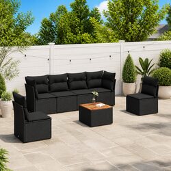 7 Piece Black Garden Sofa Set with Storage for Your Outdoors
