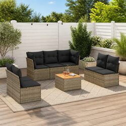 Garden Sofa Set 8 Piece Outdoor Furniture Grey Poly Rattan Modular Patio Seating