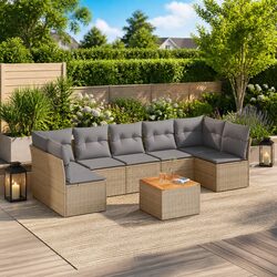8-Piece Outdoor Sofa Set in Beige with Convenient Storage