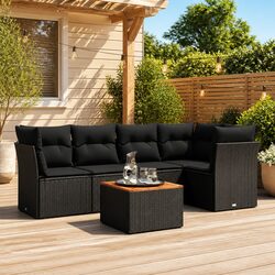 Friendly 6-Piece Black Patio Sofa Set for Your Space