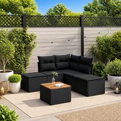 Friendly 6 Piece Outdoor Black Sofa Set with Storage