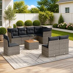 Friendly 9 Piece Grey Garden Sofa Set for You
