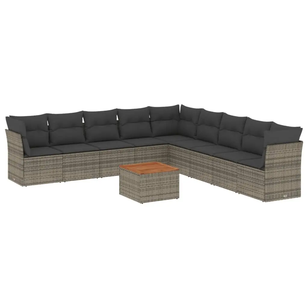 Garden Sofa Set 10 Piece Outdoor Furniture Patio Sectional with Storage Grey
