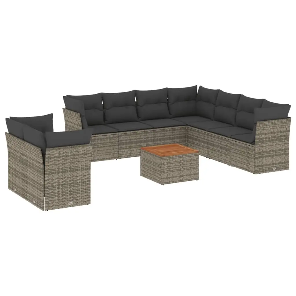 Garden Sofa Set 10 Piece Outdoor Furniture Grey Poly Rattan Modular Patio Lounge