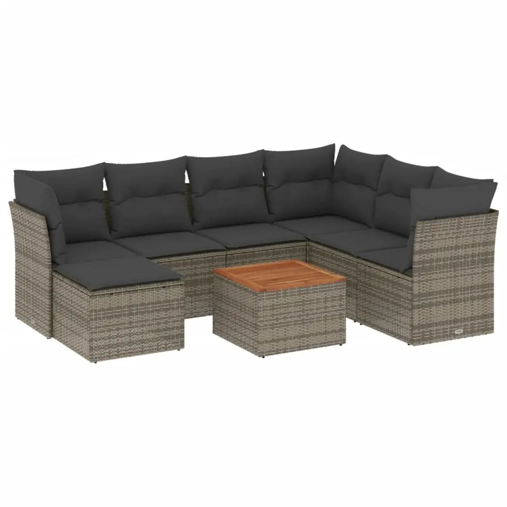 Garden Sofa Set 8 Piece Outdoor Furniture Grey Poly Rattan Modular Patio Lounge