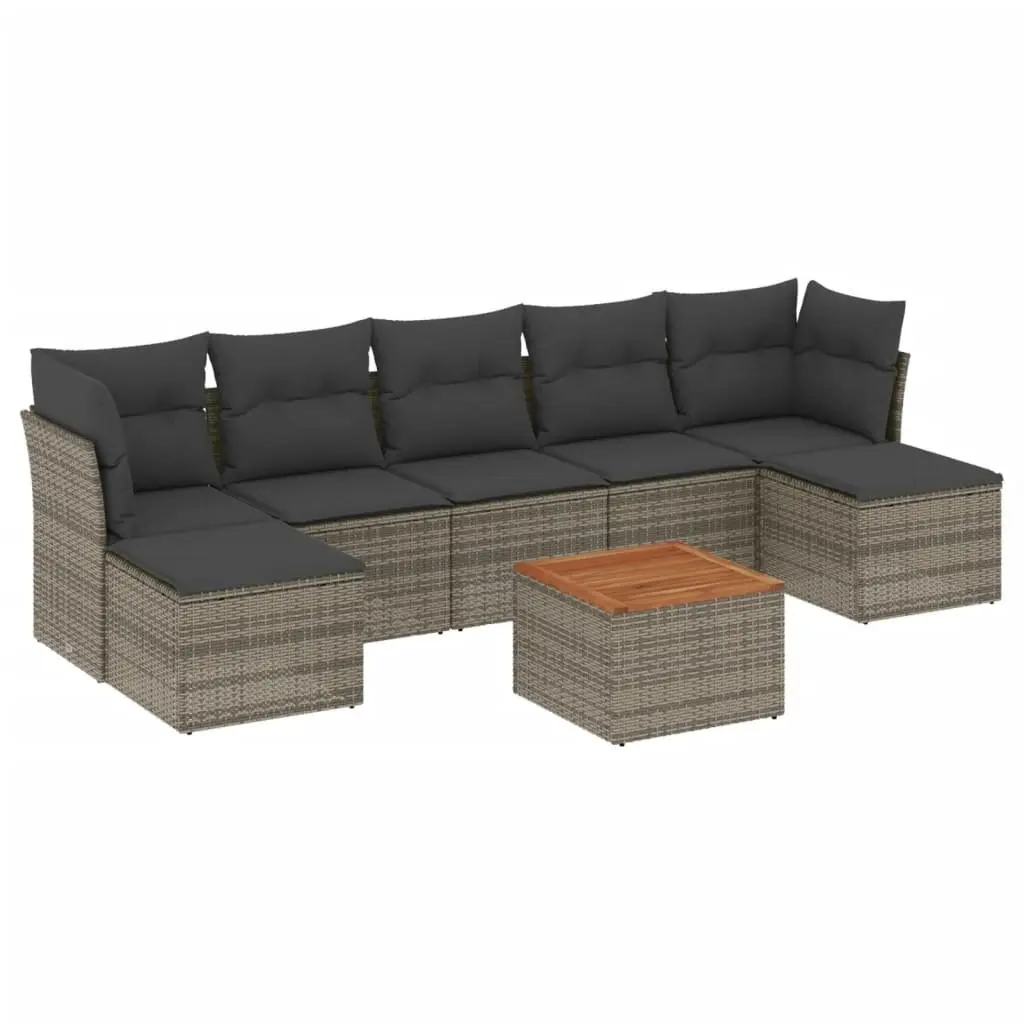 Garden Sofa Set 8 Piece Outdoor Furniture Grey Poly Rattan Modular Patio Lounge