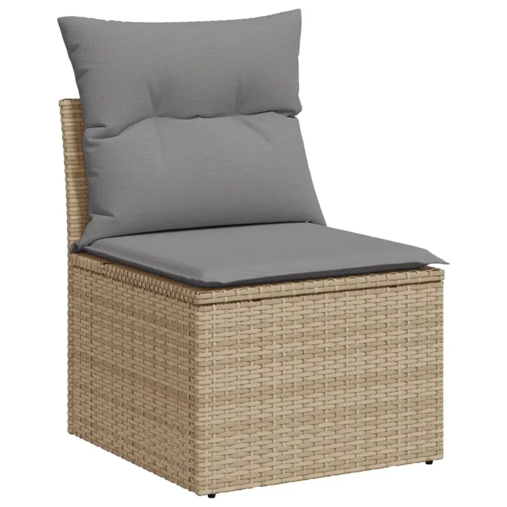 Garden Sofa Set 11 Piece Outdoor Furniture Beige Poly Rattan Patio Lounge