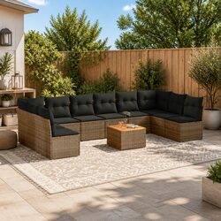 Friendly 11-Piece Outdoor Sofa Set with Grey Rattan