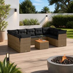 10 Piece Garden Sofa Set Grey Outdoor Patio Furniture with Storage Cushions