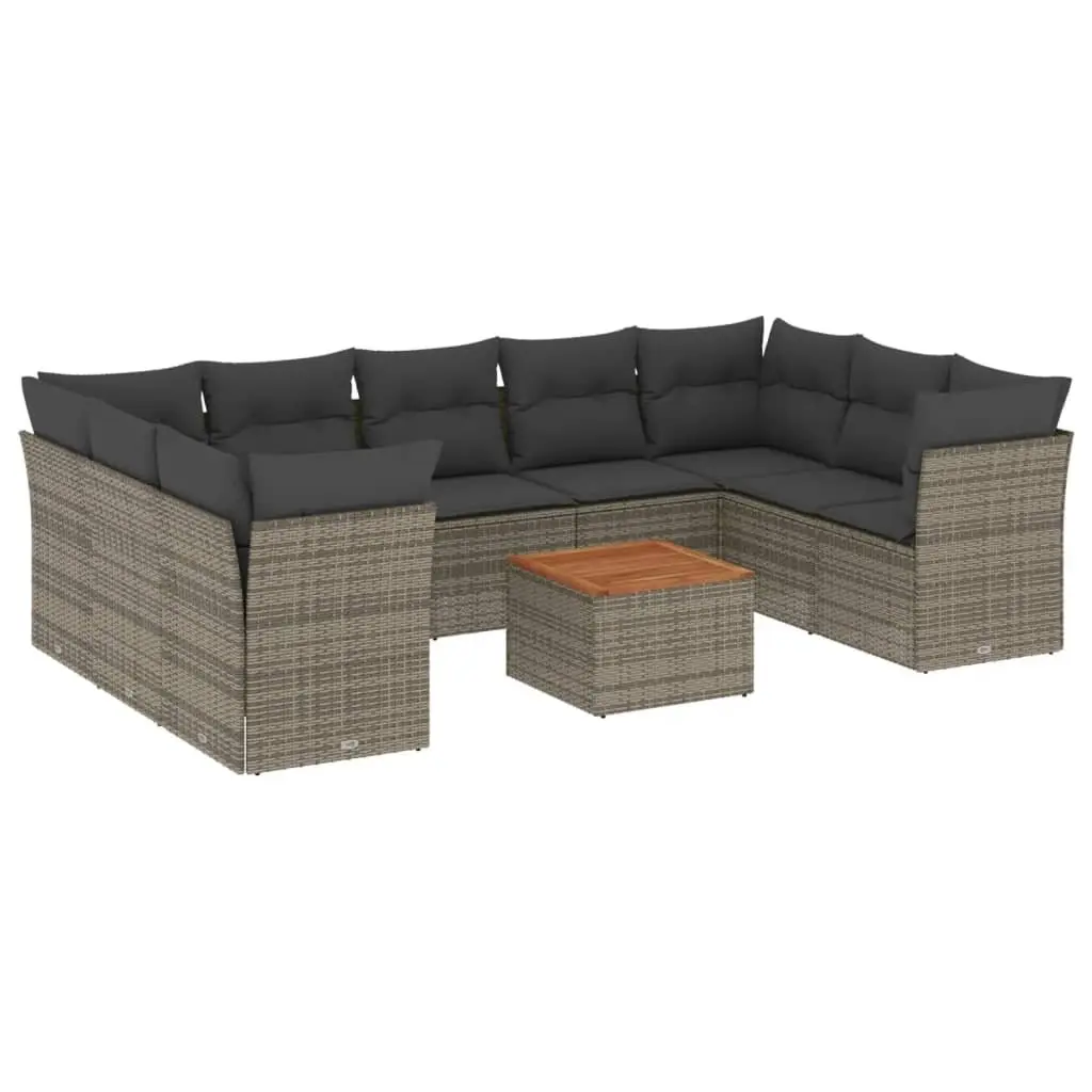 10 Piece Garden Sofa Set Grey Outdoor Patio Furniture with Storage Cushions