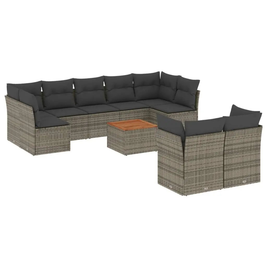 Garden Sofa Set 10 Piece Outdoor Furniture Grey Poly Rattan Patio Seating