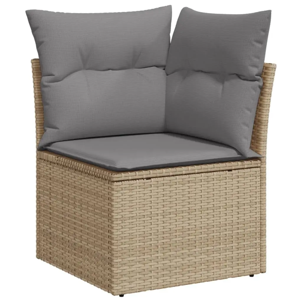 Outdoor Garden Sofa Set 11 Piece Beige Poly Rattan Patio Furniture with Cushions